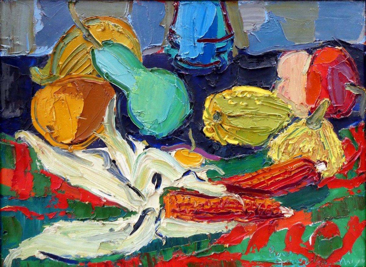 Pierre Ambrogiani (1907-1985) Still Life With Ears Of Corn And Gourds-photo-6