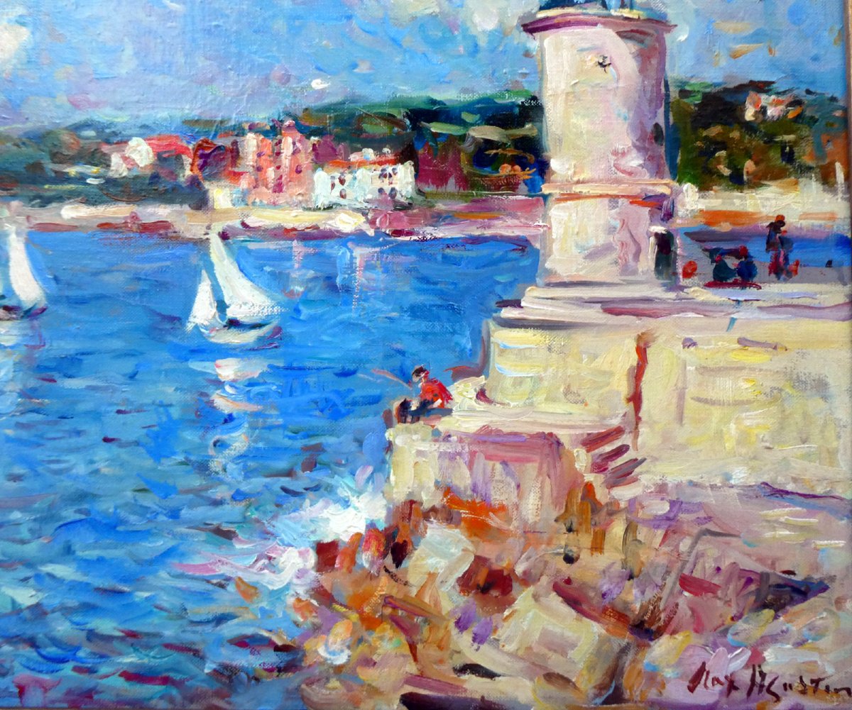 Max Agostini (1914-1997) Entrance To The Port Of Cassis-photo-3