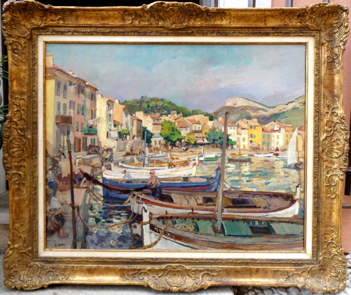 Adolphe Keller (1880-1968) The Port Of Cassis In 1939-photo-2