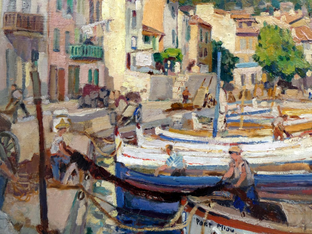 Adolphe Keller (1880-1968) The Port Of Cassis In 1939-photo-3