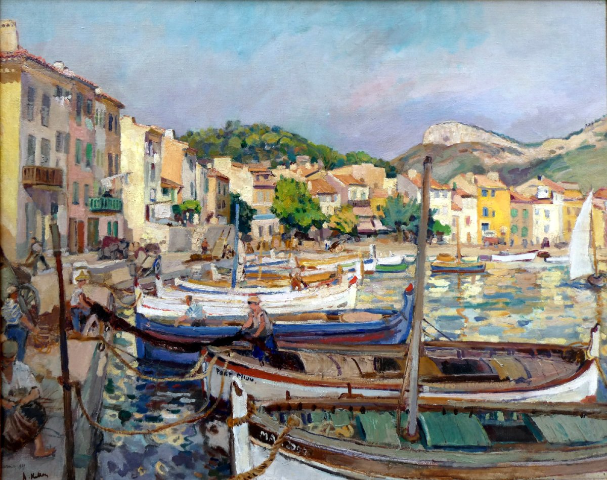 Adolphe Keller (1880-1968) The Port Of Cassis In 1939-photo-3