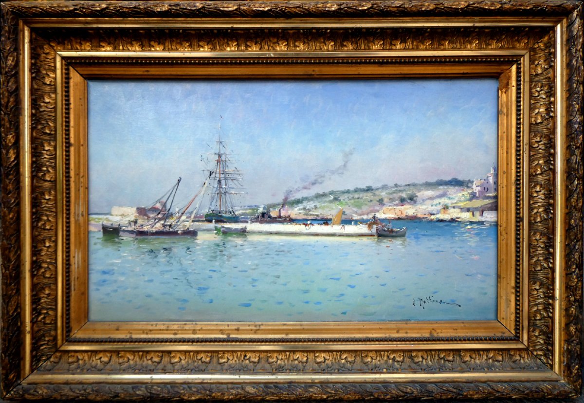 Louis Nattero (1870-1915)  Le Mole Vieux dans le Port de Cassis-photo-2