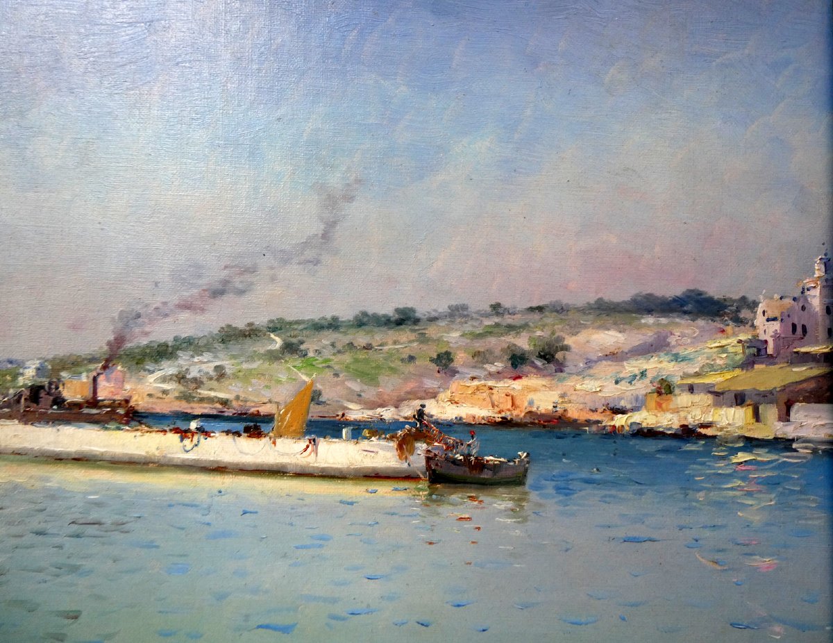 Louis Nattero (1870-1915)  Le Mole Vieux dans le Port de Cassis-photo-3