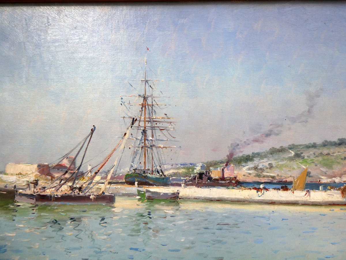 Louis Nattero (1870-1915)  Le Mole Vieux dans le Port de Cassis-photo-4