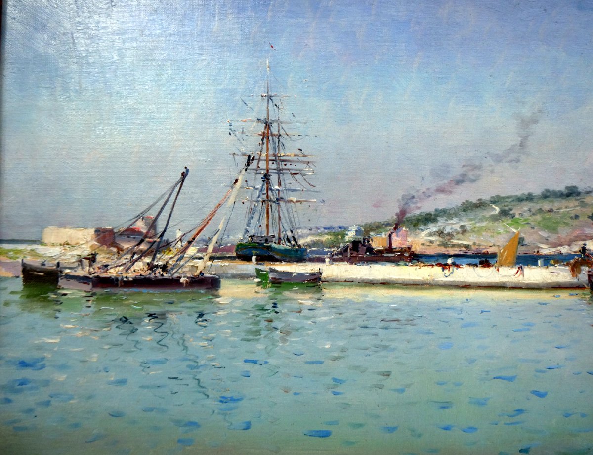 Louis Nattero (1870-1915)  Le Mole Vieux dans le Port de Cassis-photo-3