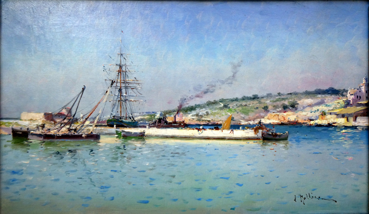 Louis Nattero (1870-1915)  Le Mole Vieux dans le Port de Cassis