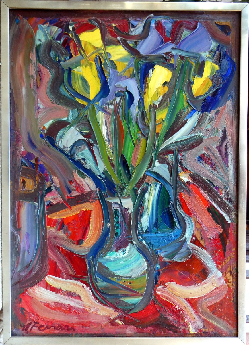 Antoine Ferrari (1910-1995) Bouquets de tulipes jaunes-photo-2