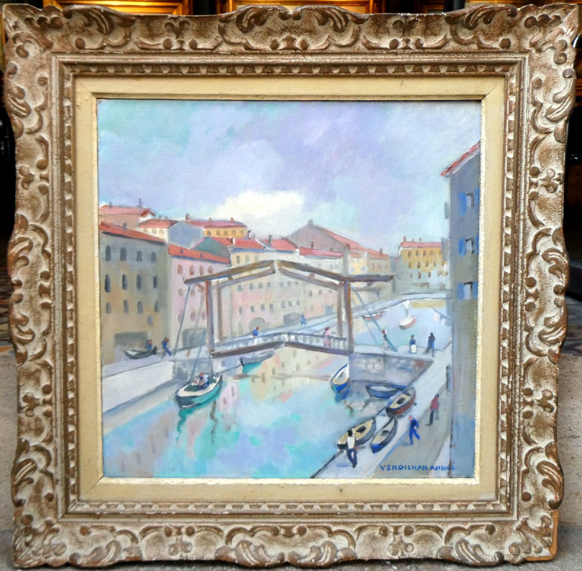 André Verdilhan (1881-1963) Le Quai du Canal à Marseille - Cours d'Estienne d'Orves-photo-3