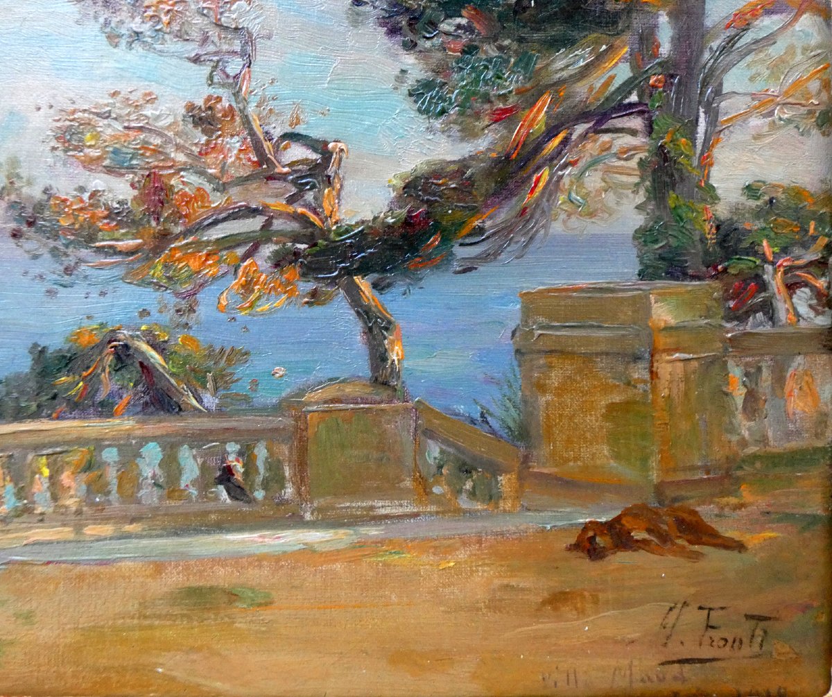 Michel Fronti (1862-1936) On The Terrace Of The Villa Maud On The Corniche, Marseilles-photo-4
