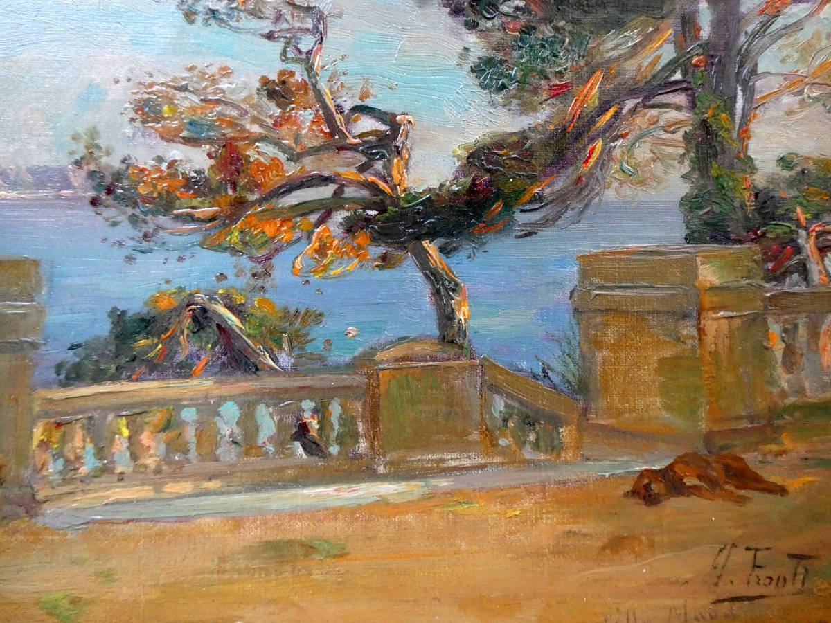 Michel Fronti (1862-1936) On The Terrace Of The Villa Maud On The Corniche, Marseilles-photo-3