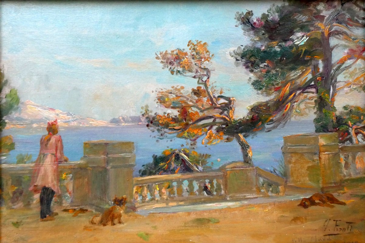 Michel Fronti (1862-1936) On The Terrace Of The Villa Maud On The Corniche, Marseilles