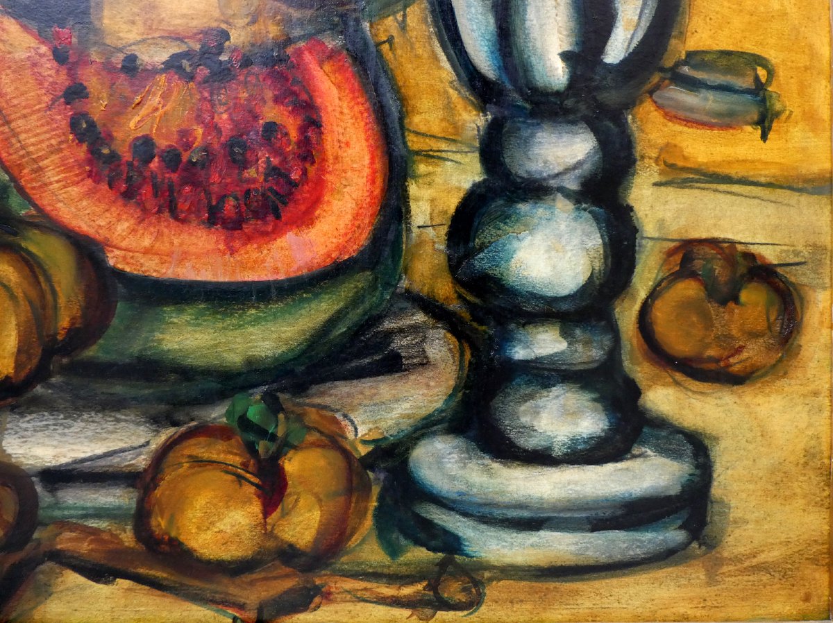 Franz Priking (1929-1979) Nature morte à la pastèque-photo-1