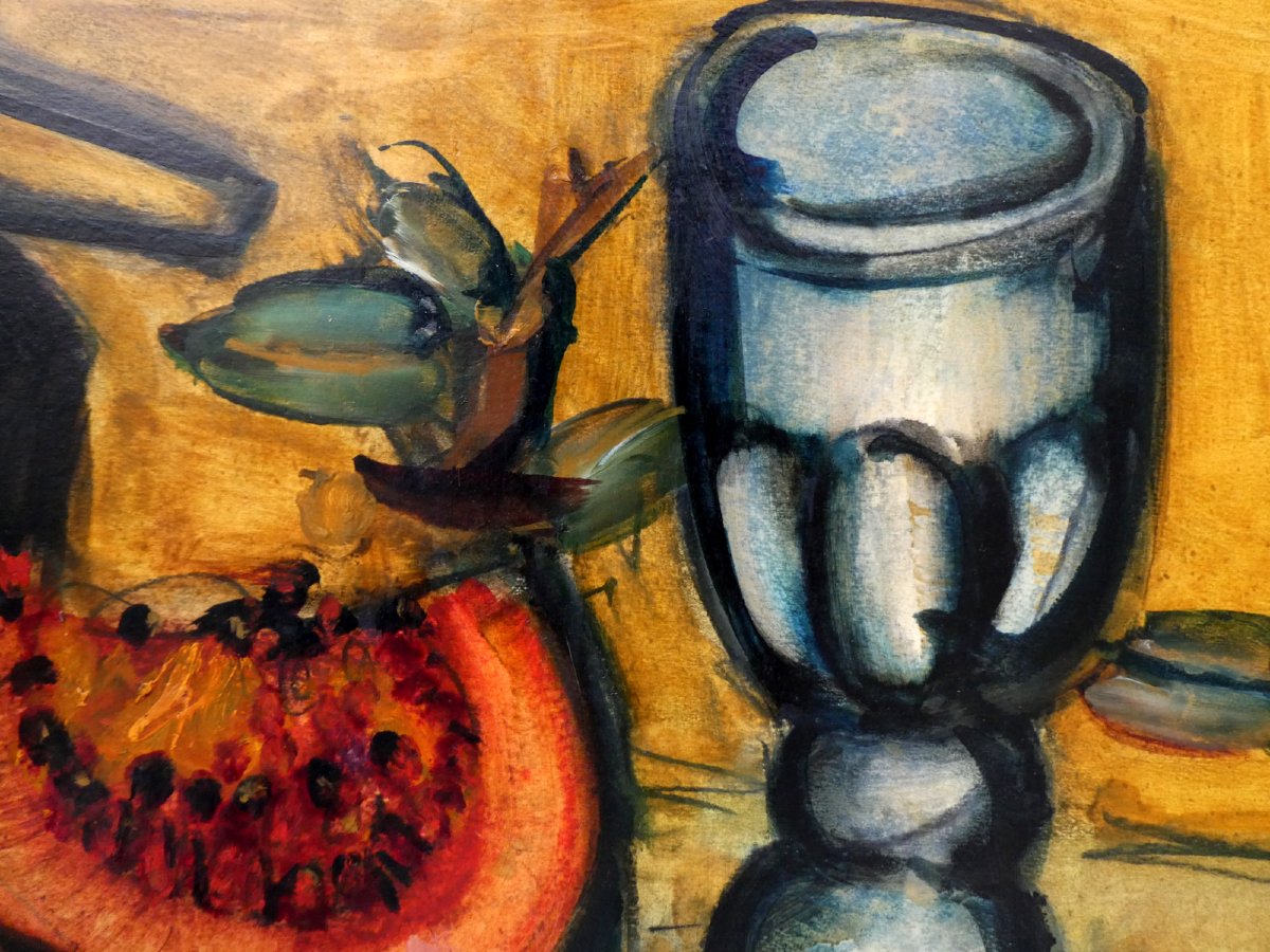 Franz Priking (1929-1979) Nature morte à la pastèque-photo-2