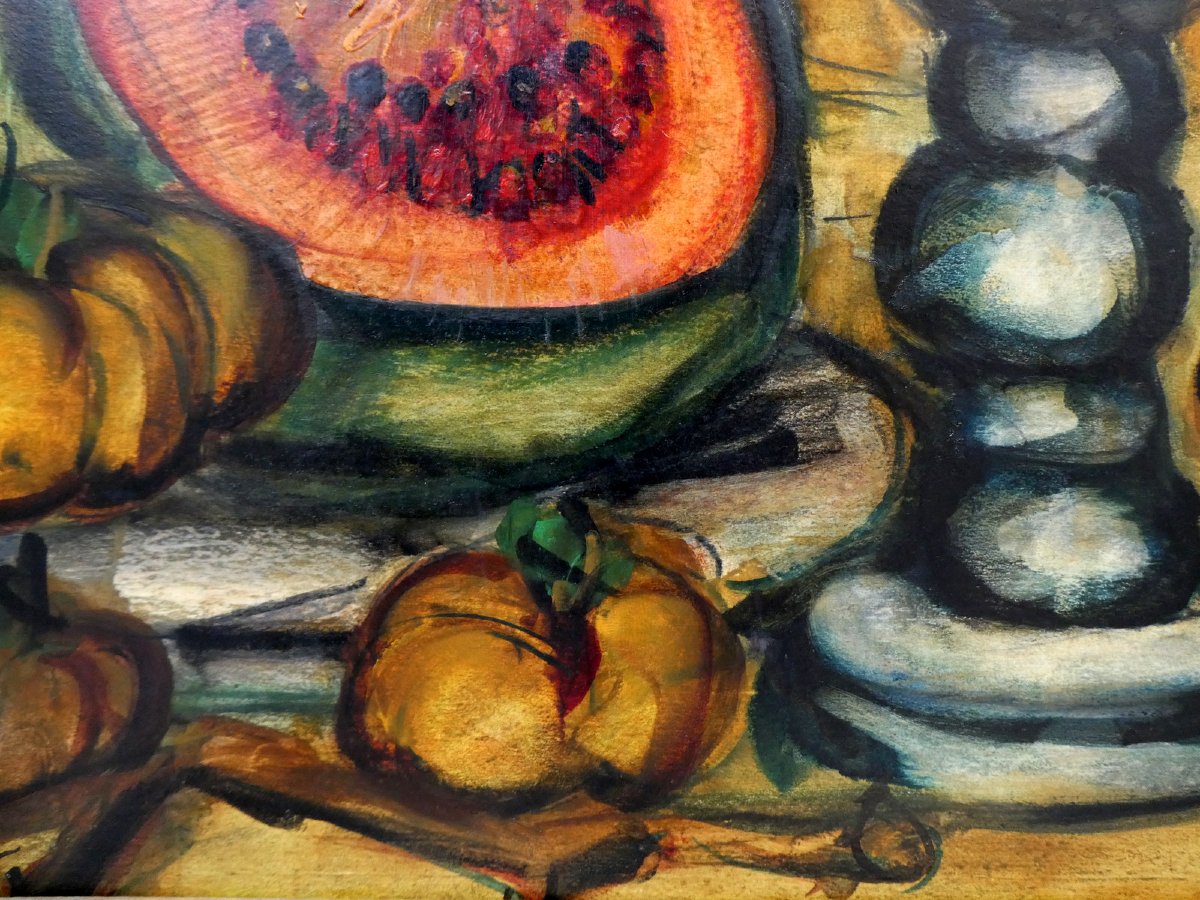 Franz Priking (1929-1979) Nature morte à la pastèque-photo-3