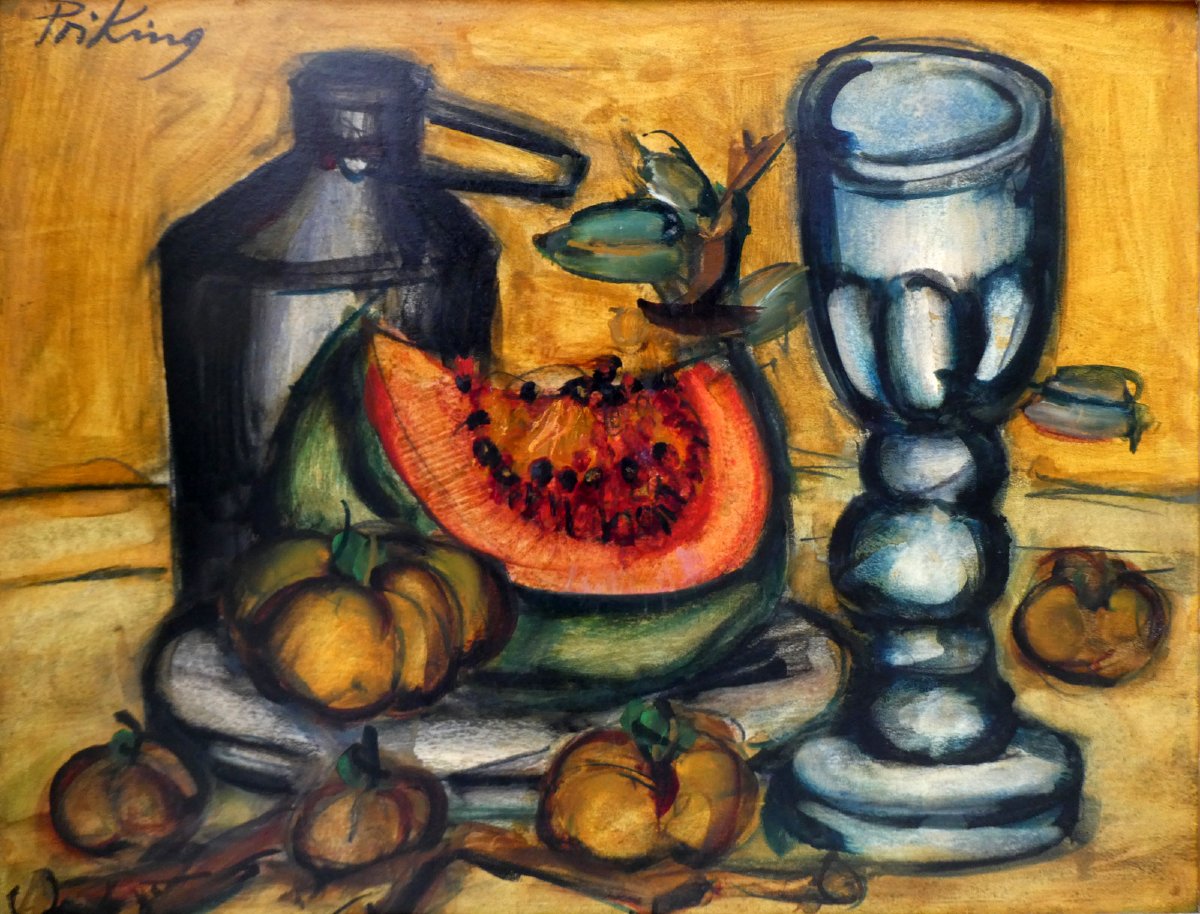 Franz Priking (1929-1979) Nature morte à la pastèque-photo-7