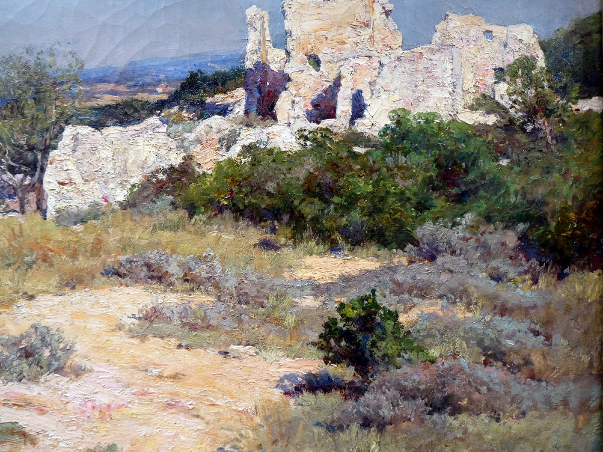 Théophile Décanis (1847-1917) Vieilles ruines dans un Paysage de Provence -photo-4