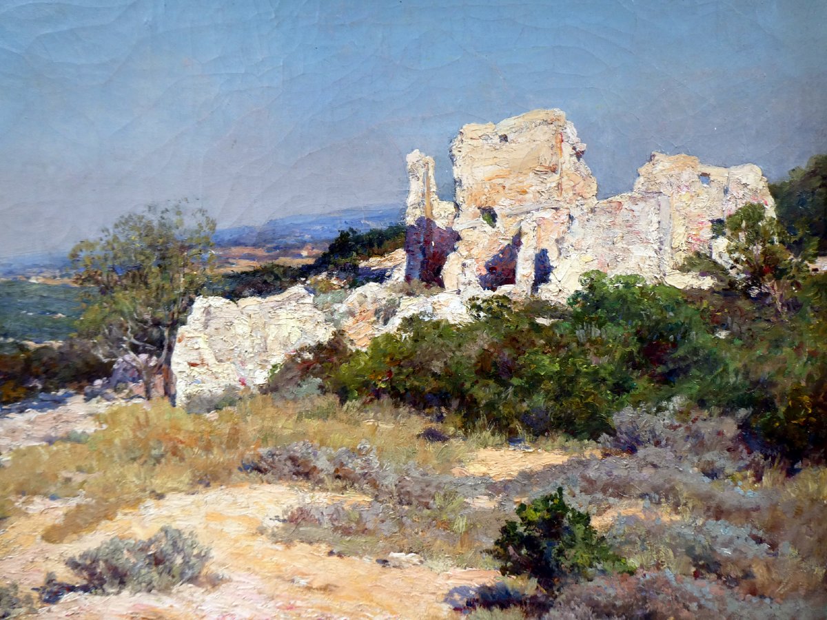 Théophile Décanis (1847-1917) Vieilles ruines dans un Paysage de Provence -photo-4
