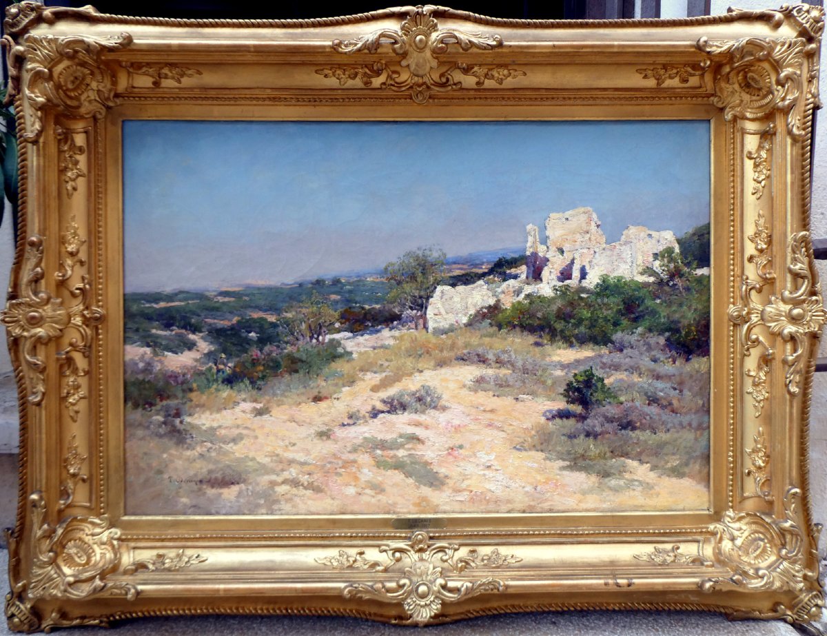 Théophile Décanis (1847-1917) Vieilles ruines dans un Paysage de Provence -photo-7