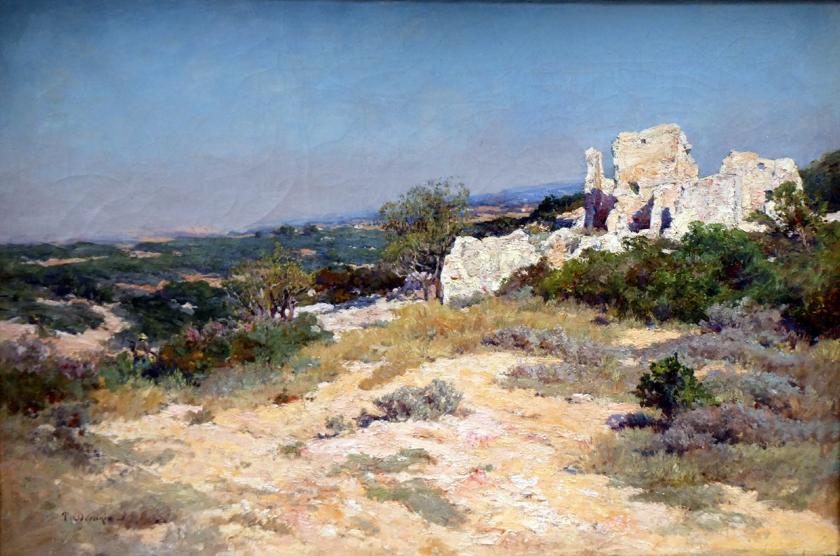 Théophile Décanis (1847-1917) Vieilles ruines dans un Paysage de Provence 