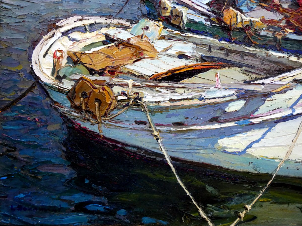 Louis Bonamici (1878–1966) Fishing Boats At Le Lavandou-photo-3