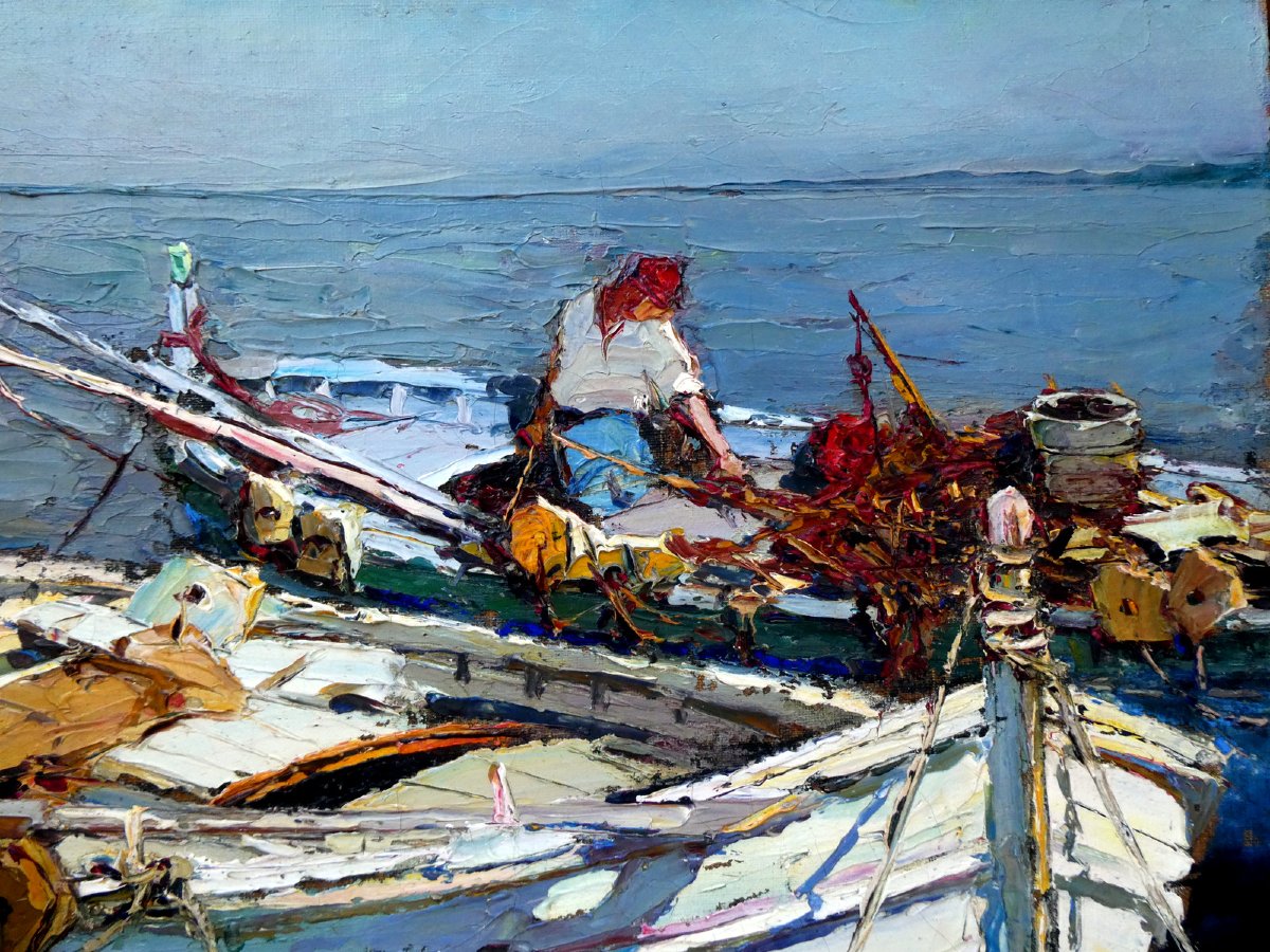 Louis Bonamici (1878–1966) Fishing Boats At Le Lavandou-photo-4