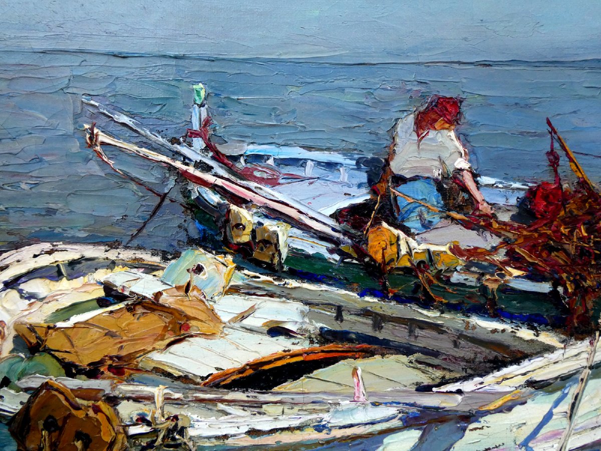 Louis Bonamici (1878–1966) Fishing Boats At Le Lavandou-photo-2