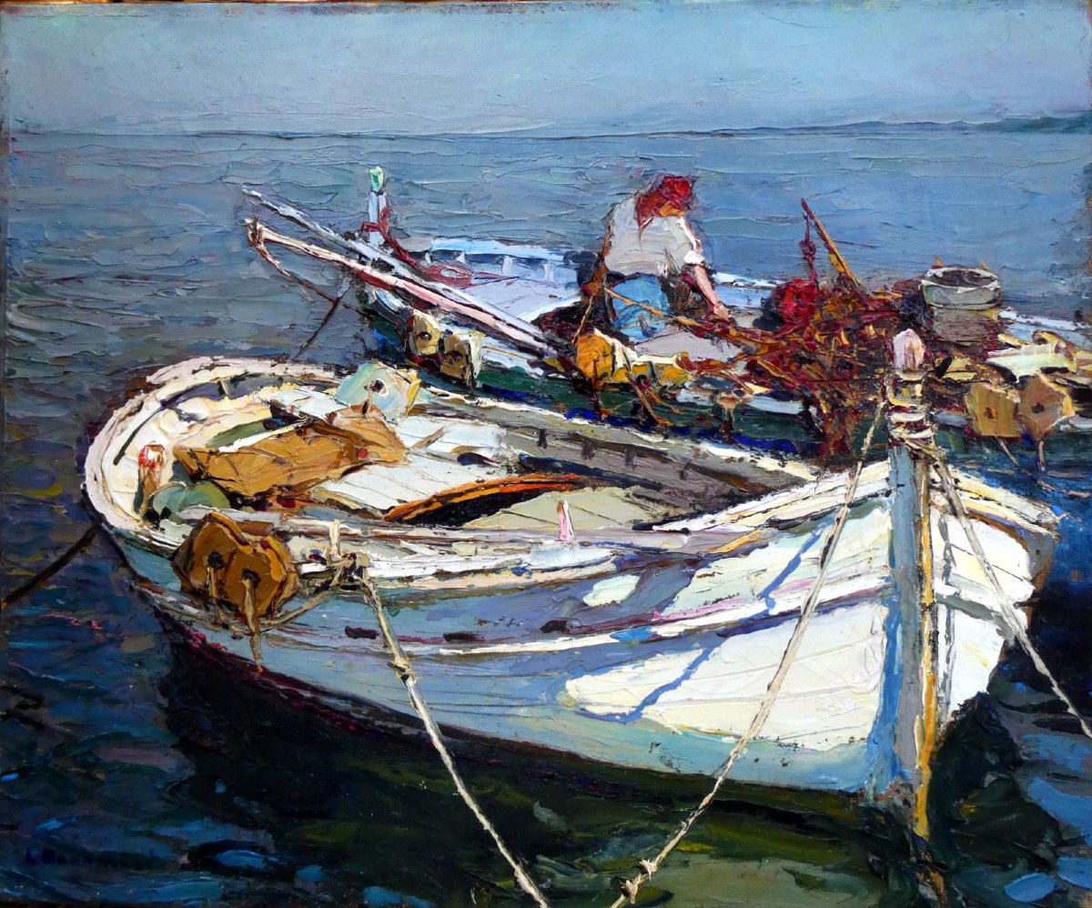 Louis Bonamici (1878–1966) Fishing Boats At Le Lavandou-photo-3