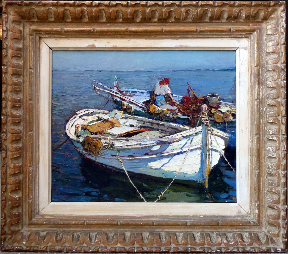 Louis Bonamici (1878–1966) Fishing Boats At Le Lavandou-photo-4