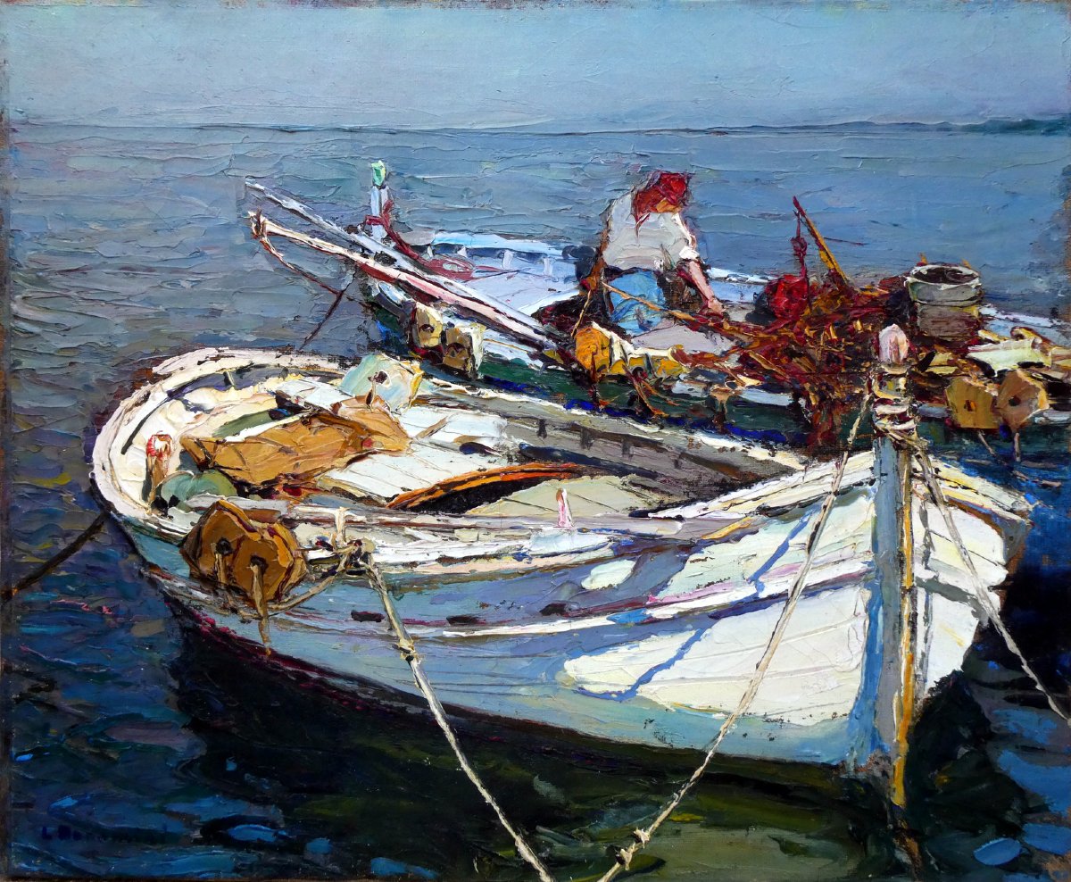 Louis Bonamici (1878–1966) Fishing Boats At Le Lavandou