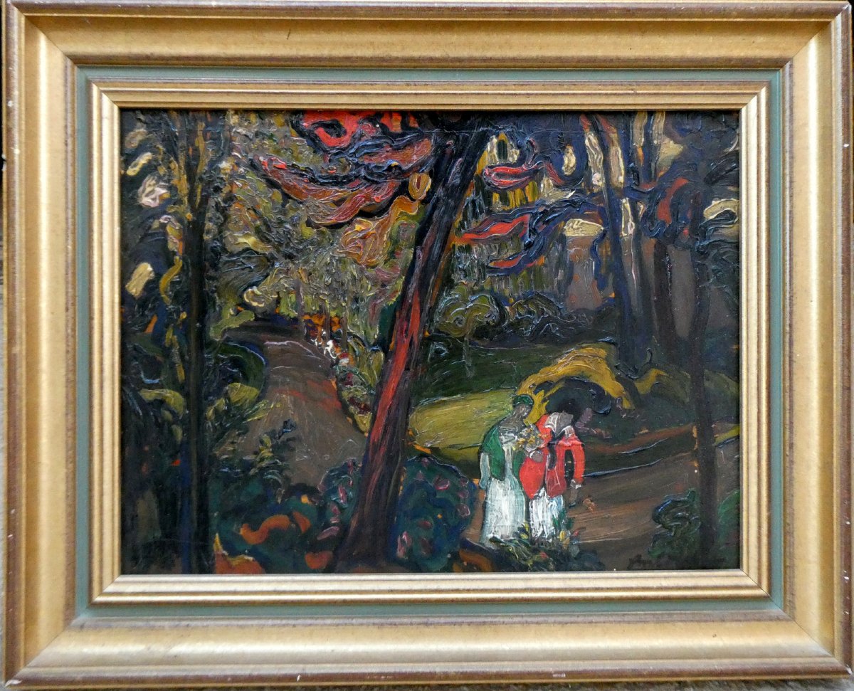 François Marius Berthet (1885-1941) Promeneurs dans un sous-bois-photo-2