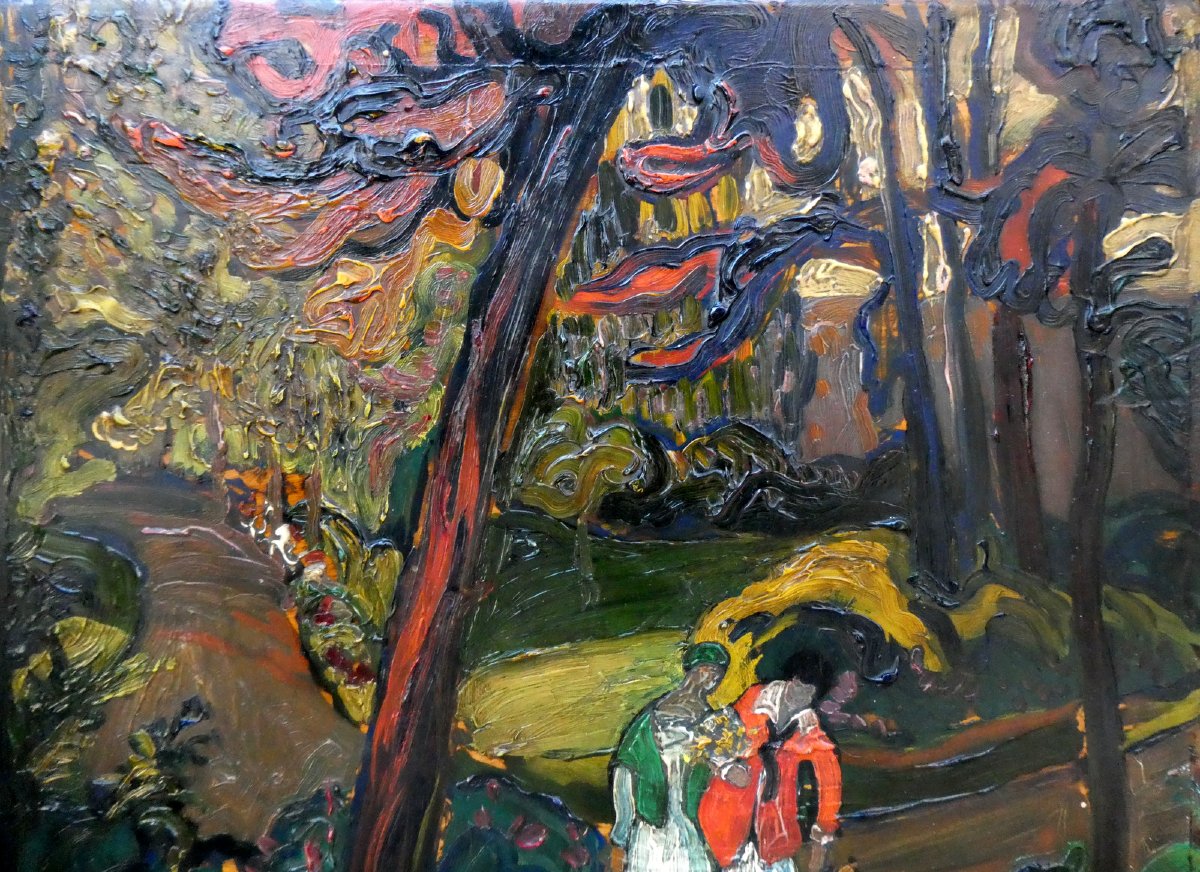 François Marius Berthet (1885-1941) Promeneurs dans un sous-bois-photo-1