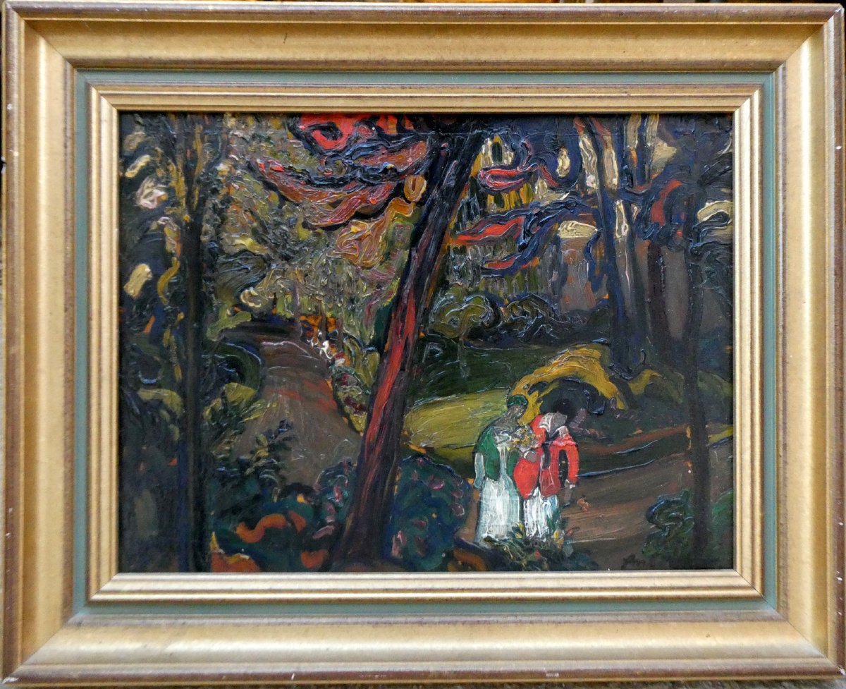 François Marius Berthet (1885-1941) Promeneurs dans un sous-bois-photo-4