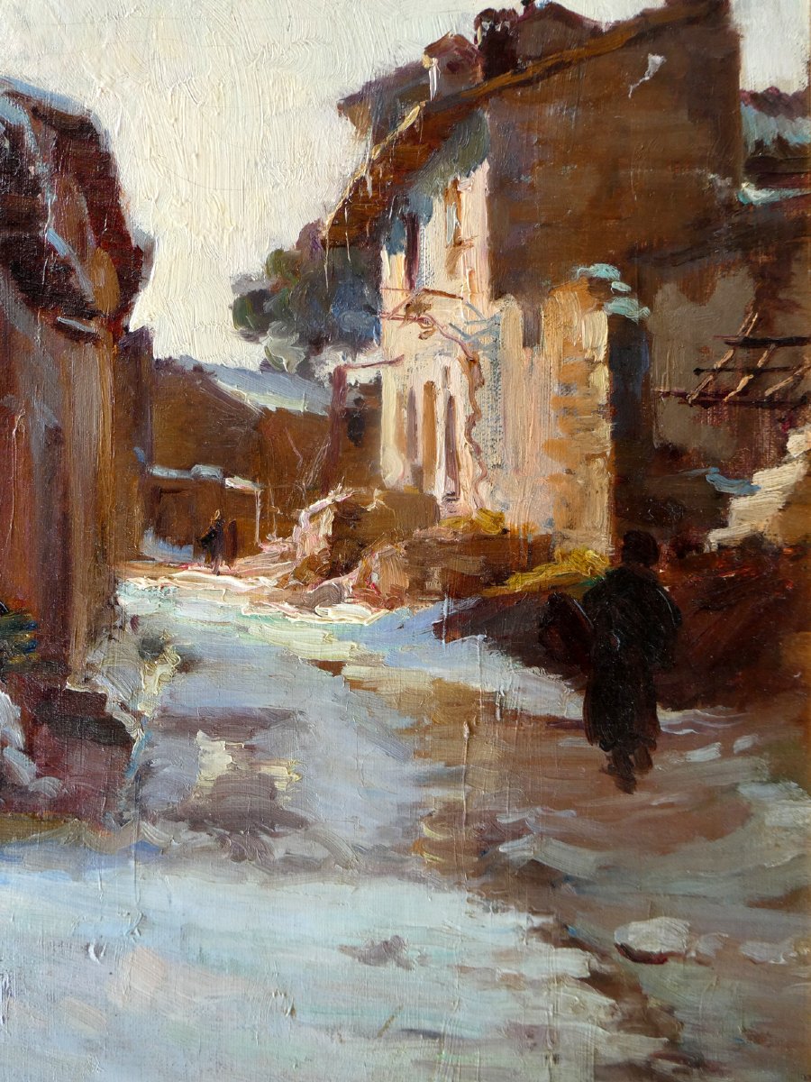 Louis Agricol Montagné (1879-1960) Rue de Village provençal en hiver-photo-2