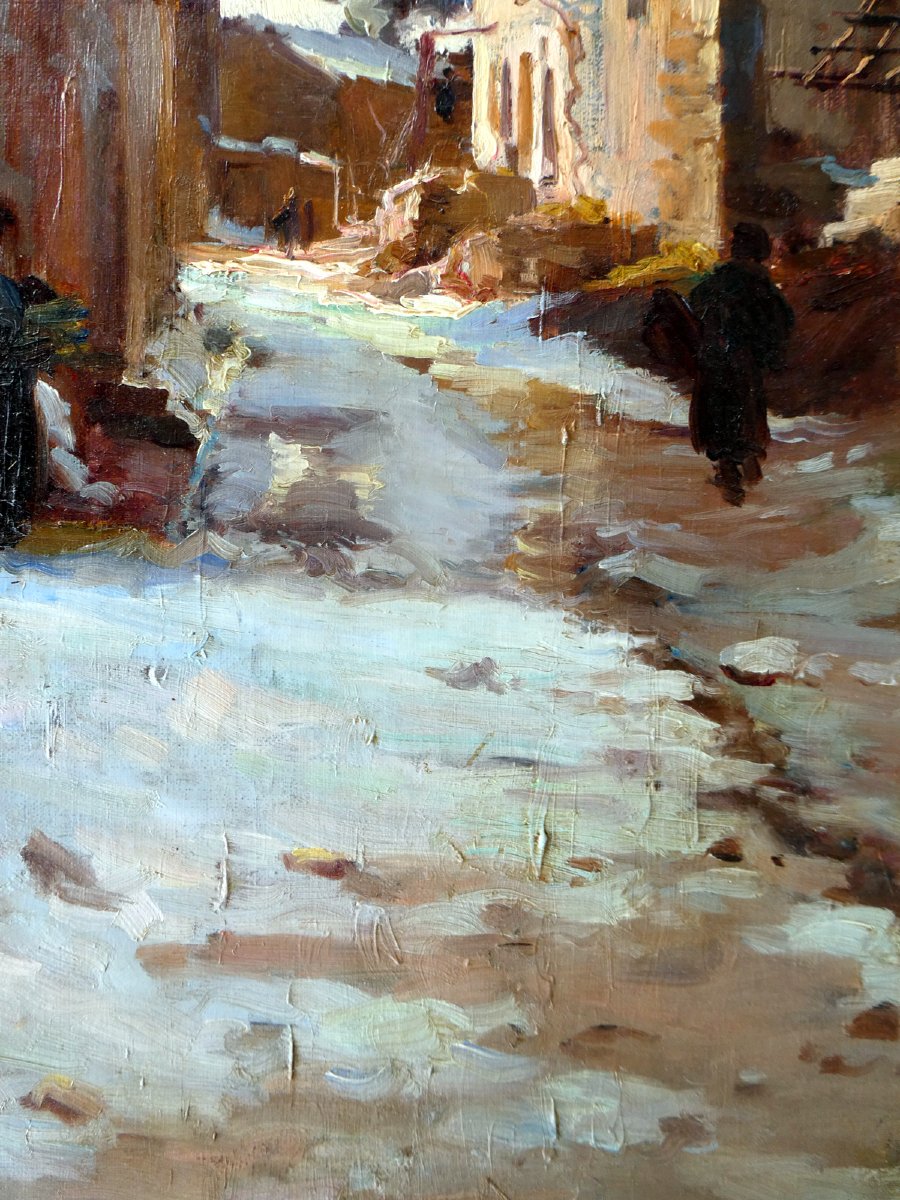 Louis Agricol Montagné (1879-1960) Rue de Village provençal en hiver-photo-4