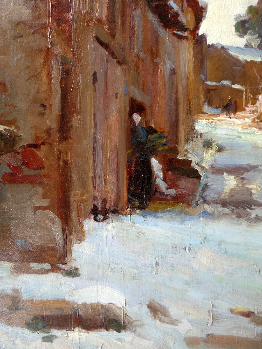 Louis Agricol Montagné (1879-1960) Rue de Village provençal en hiver-photo-6