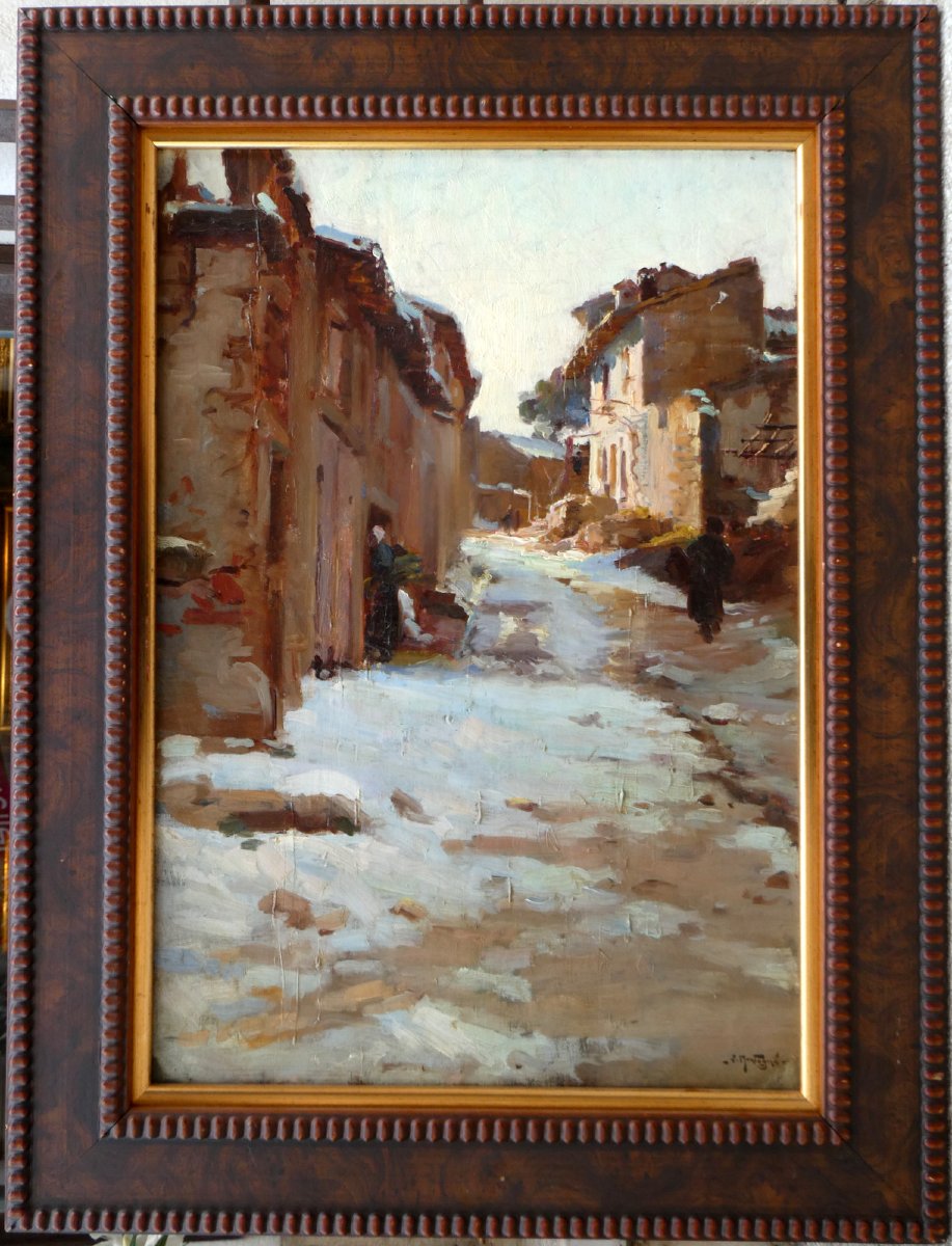 Louis Agricol Montagné (1879-1960) Rue de Village provençal en hiver-photo-7