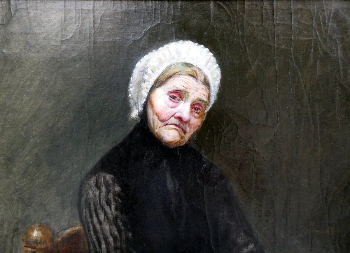 Pierre Grivolas (1823–1906) The Old Provençal Woman With The Open Register-photo-3