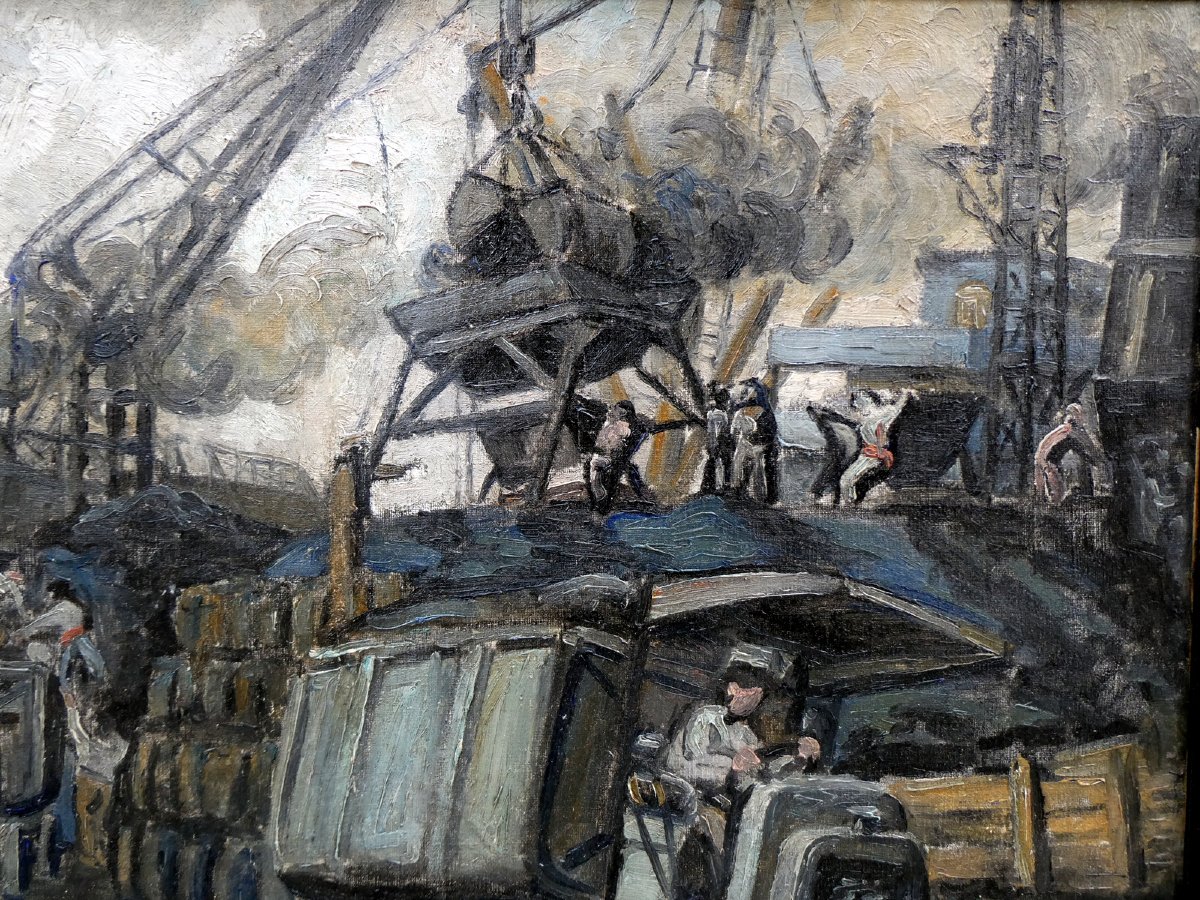 Albert Boussion (XIXe-XXe) Sur les Quais de la Joliette-photo-4