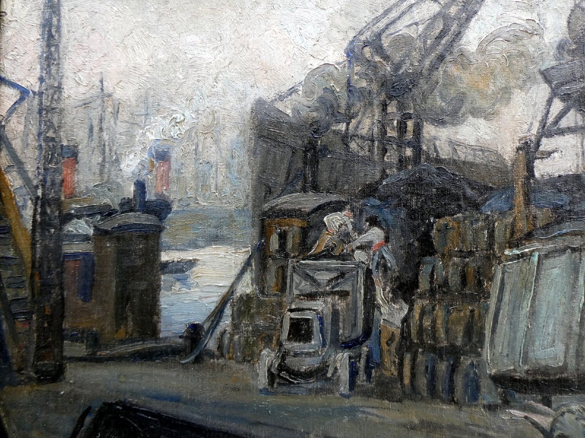Albert Boussion (XIXe-XXe) Sur les Quais de la Joliette-photo-1