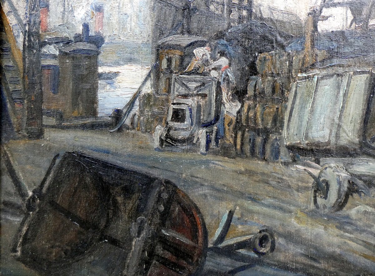 Albert Boussion (XIXe-XXe) Sur les Quais de la Joliette-photo-2
