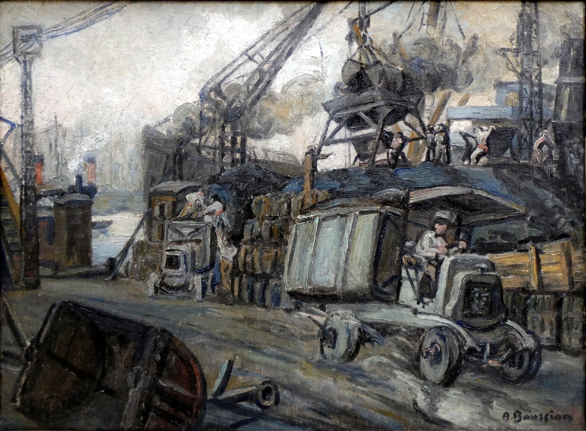 Albert Boussion (XIXe-XXe) Sur les Quais de la Joliette