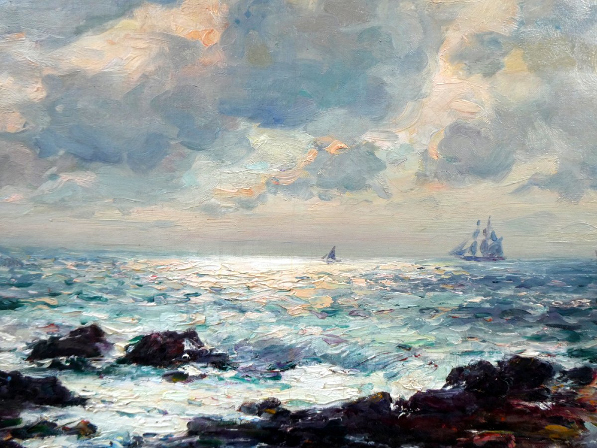 Jean-baptiste Olive (1848–1936) Seashore With Stormy Sky-photo-3