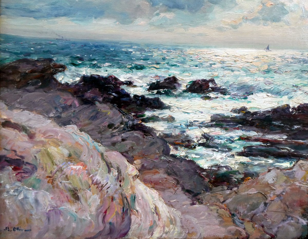 Jean-baptiste Olive (1848–1936) Seashore With Stormy Sky-photo-4