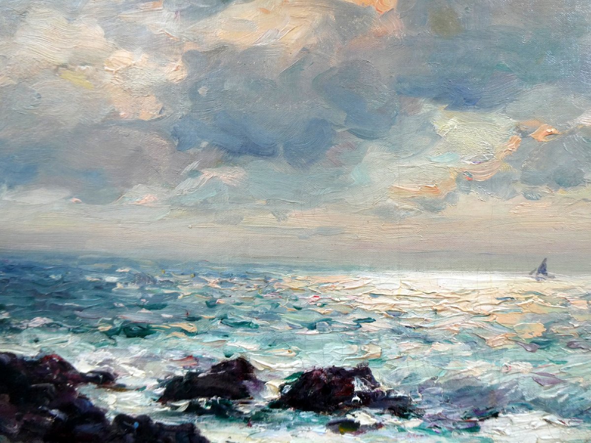 Jean-baptiste Olive (1848–1936) Seashore With Stormy Sky-photo-2
