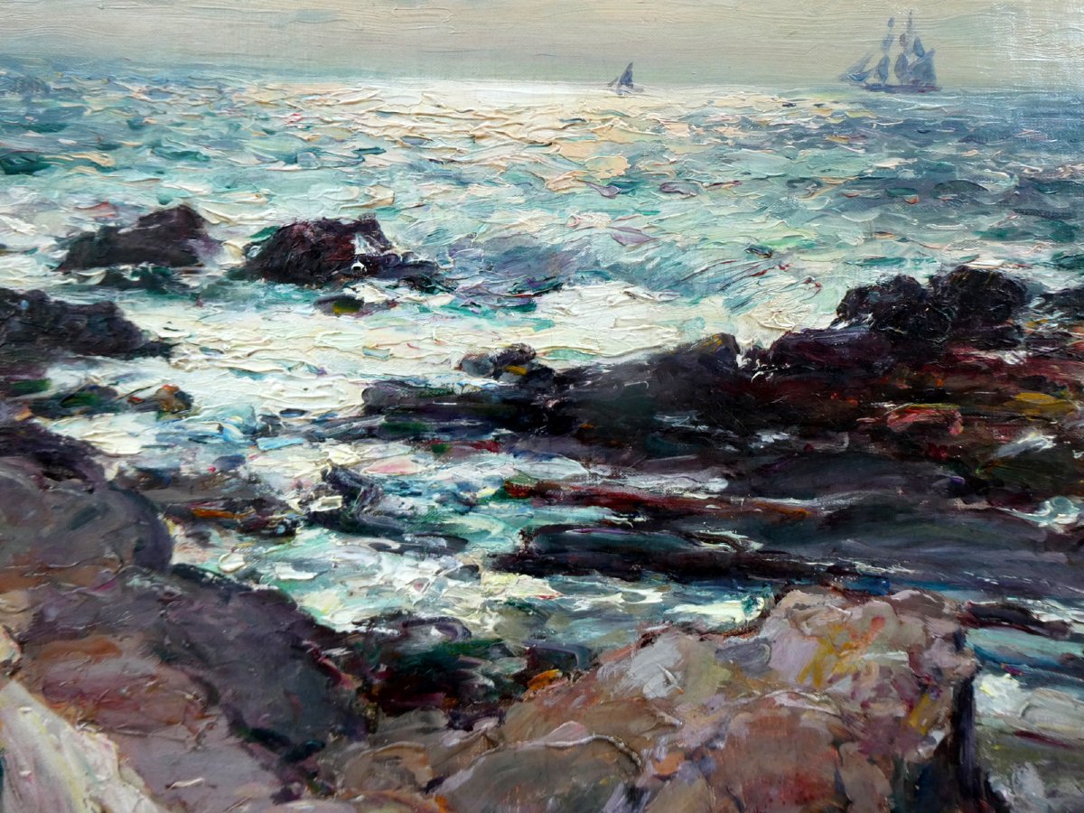 Jean-baptiste Olive (1848–1936) Seashore With Stormy Sky-photo-3