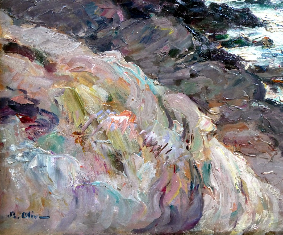 Jean-baptiste Olive (1848–1936) Seashore With Stormy Sky-photo-5