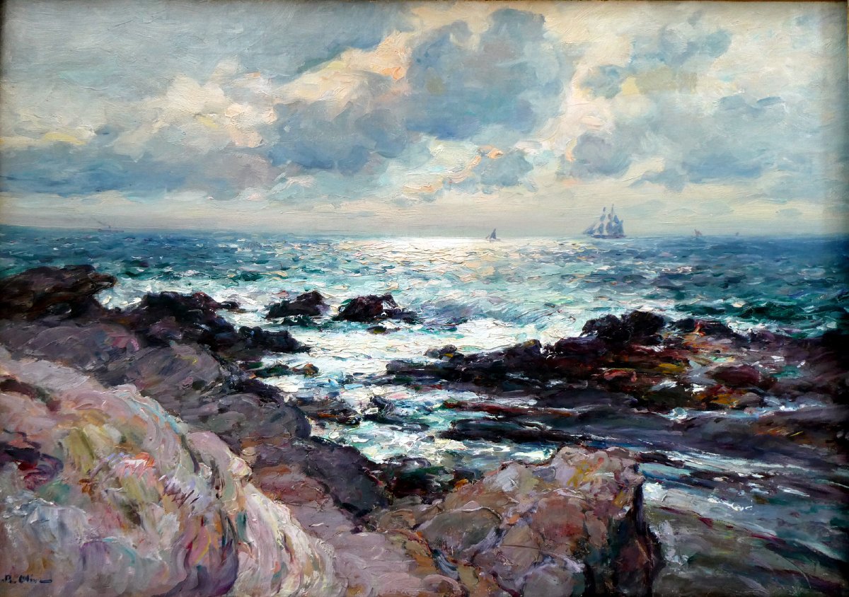 Jean-baptiste Olive (1848–1936) Seashore With Stormy Sky-photo-6
