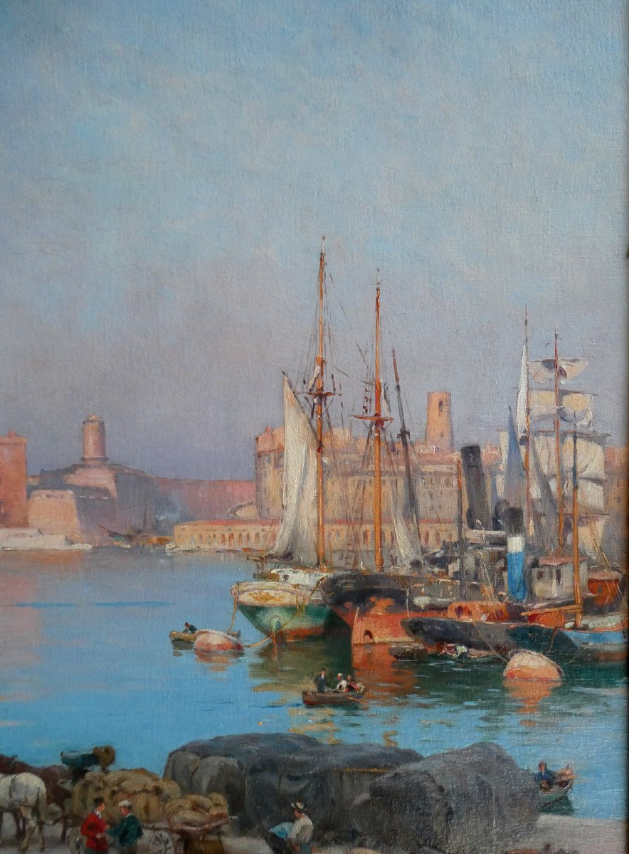 Joseph Garibaldi (1863-1941) le matin sur le Vieux Port de Marseille-photo-3