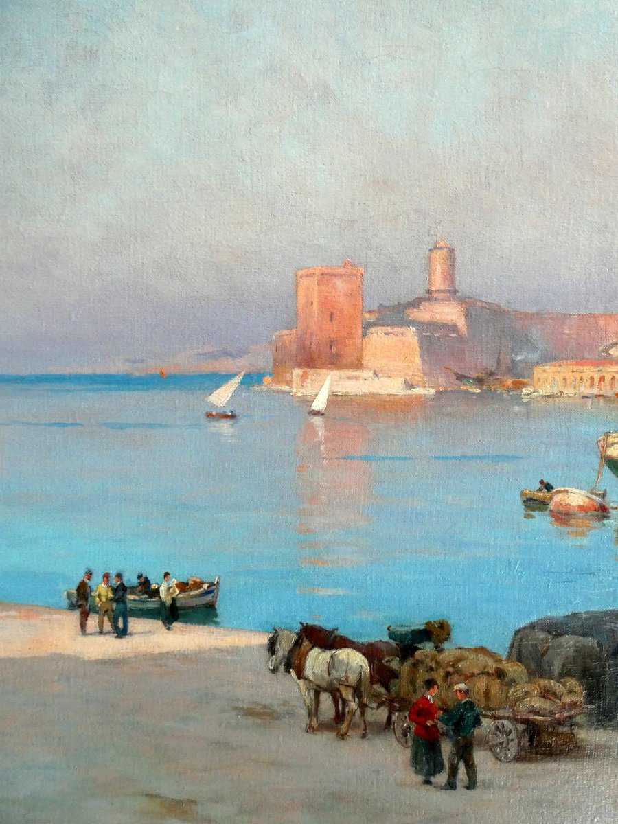 Joseph Garibaldi (1863-1941) le matin sur le Vieux Port de Marseille-photo-4
