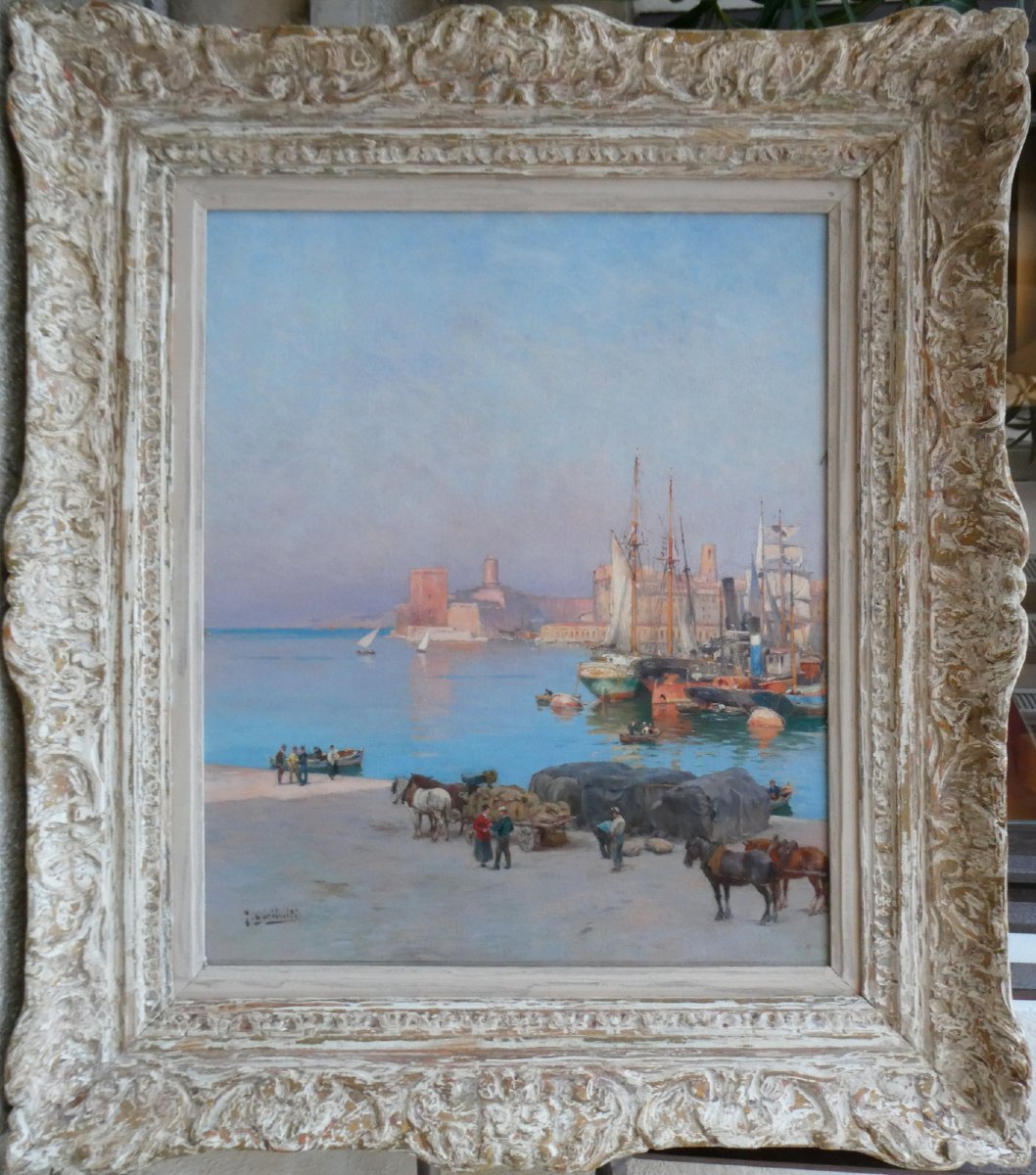 Joseph Garibaldi (1863-1941) le matin sur le Vieux Port de Marseille-photo-3